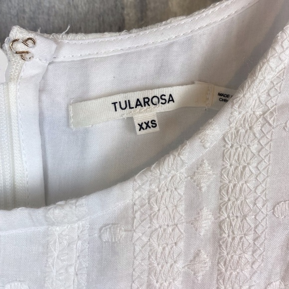 Tulrosea Nicole Embroidered Tie Waist Dress in White Size XXS New! - Picture 12 of 14